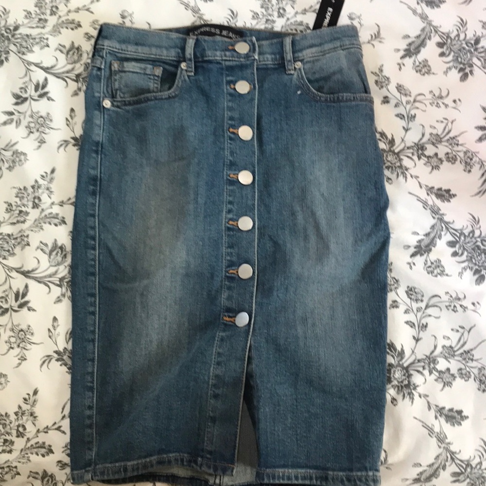 Express Button Up Jean Skirt